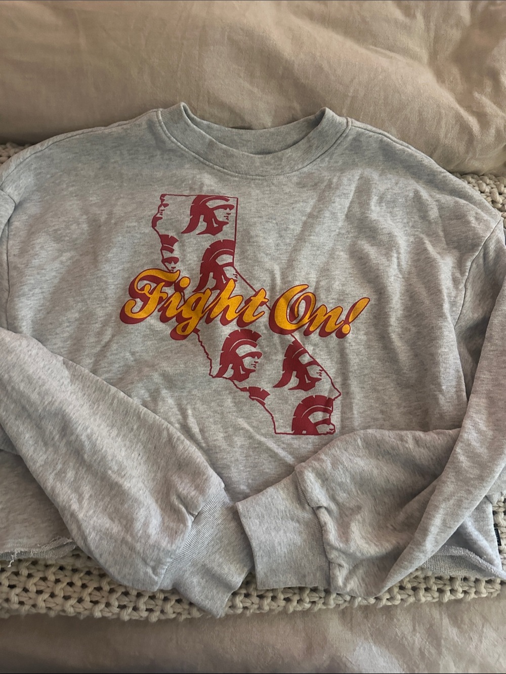 PINK USC Cropped Sweatshirt